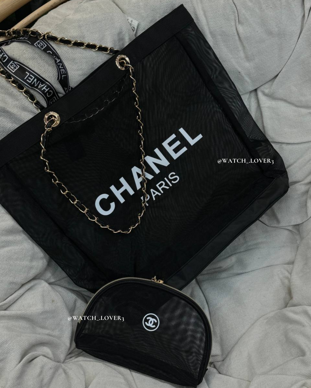 Chanel Mesh Tote Bag With Pouch