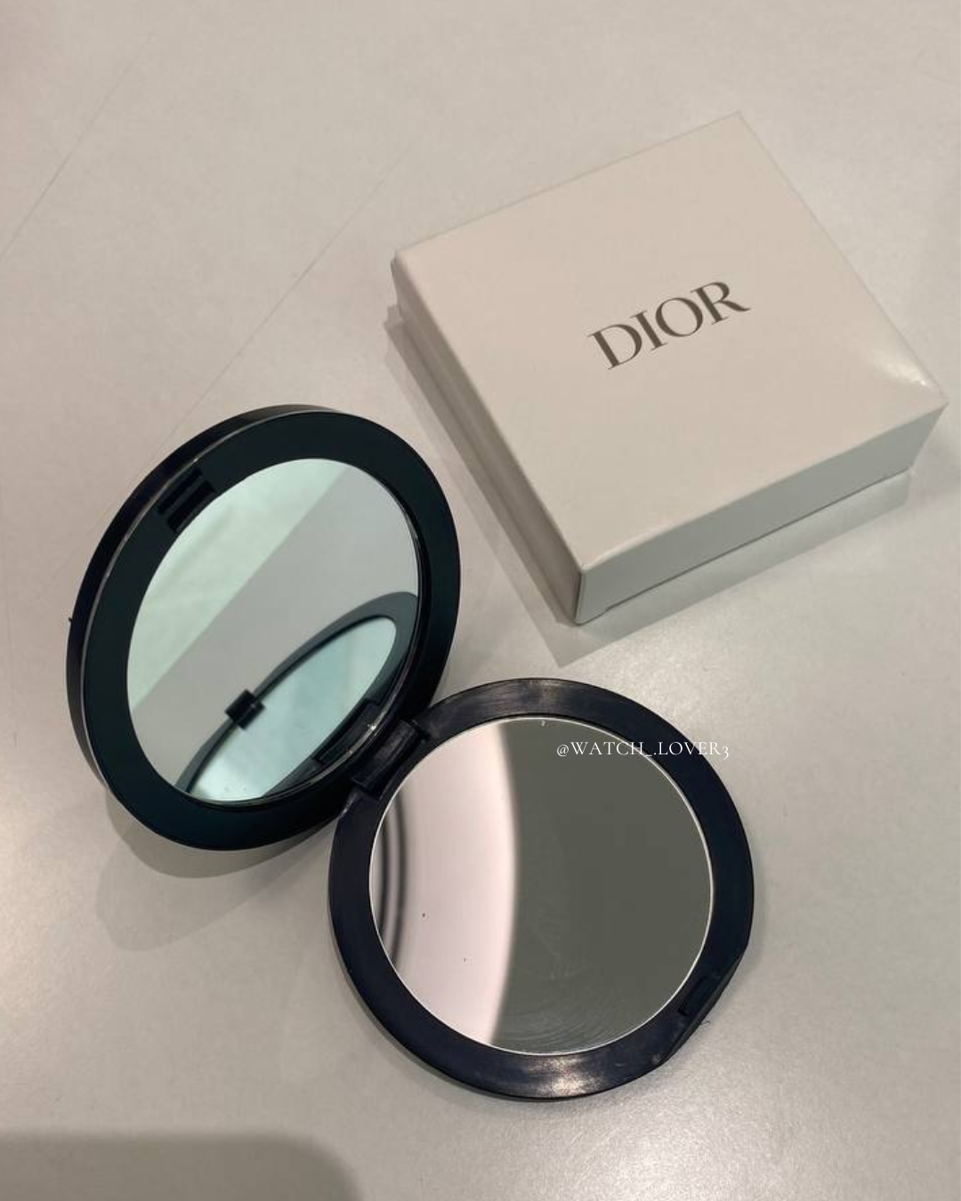 Dior Double Face Mirror - Black Leather