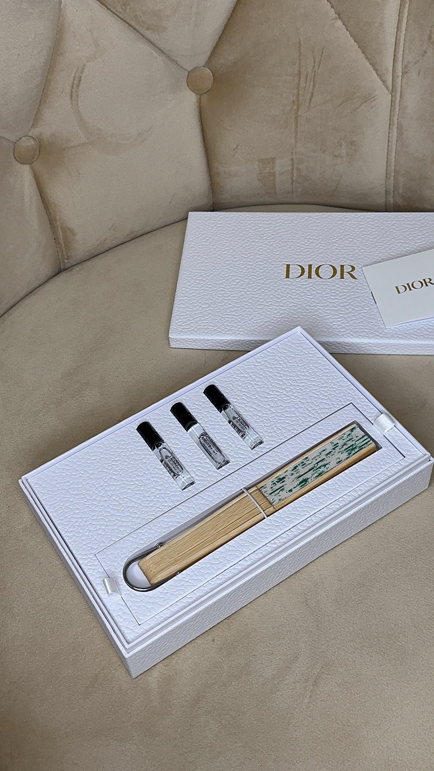 Dior Folding Fan LUCKY with Green Strap & Mini size Sensu Novelty 2024