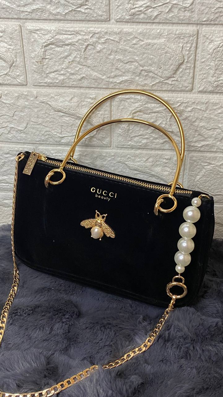 Gucci Velvet Bag Black With Strap