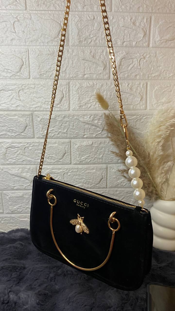 Gucci Velvet Bag Black With Strap