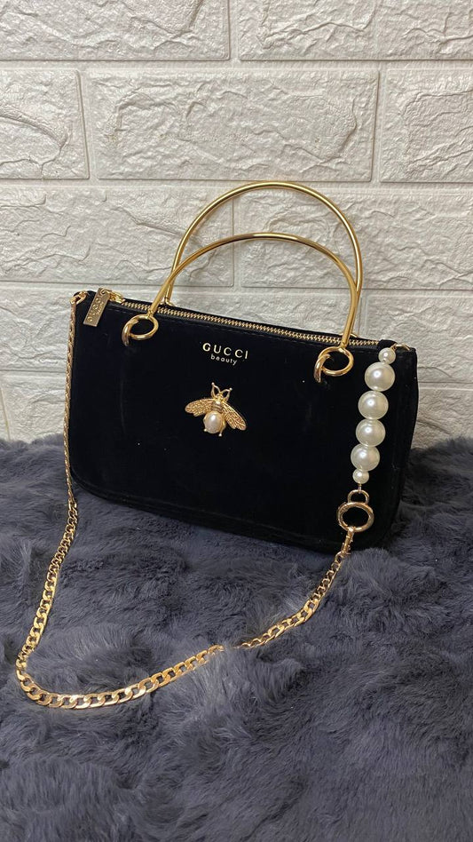 Gucci Velvet Bag Black With Strap