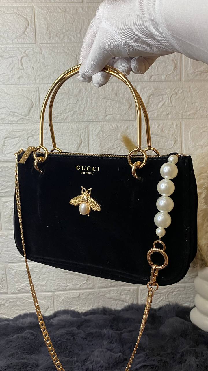 Gucci Velvet Bag Black With Strap