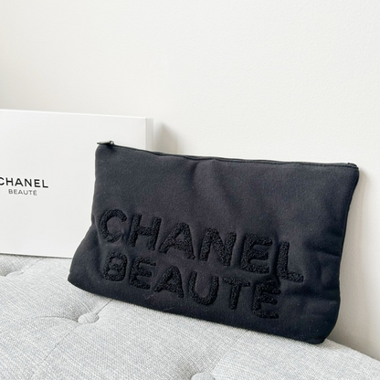 Chanel Beauty Black Cotton Cosmetic Pouch