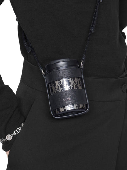 Dior Stainless Steel Mug with Shoulder Strap (Black - 350ml)